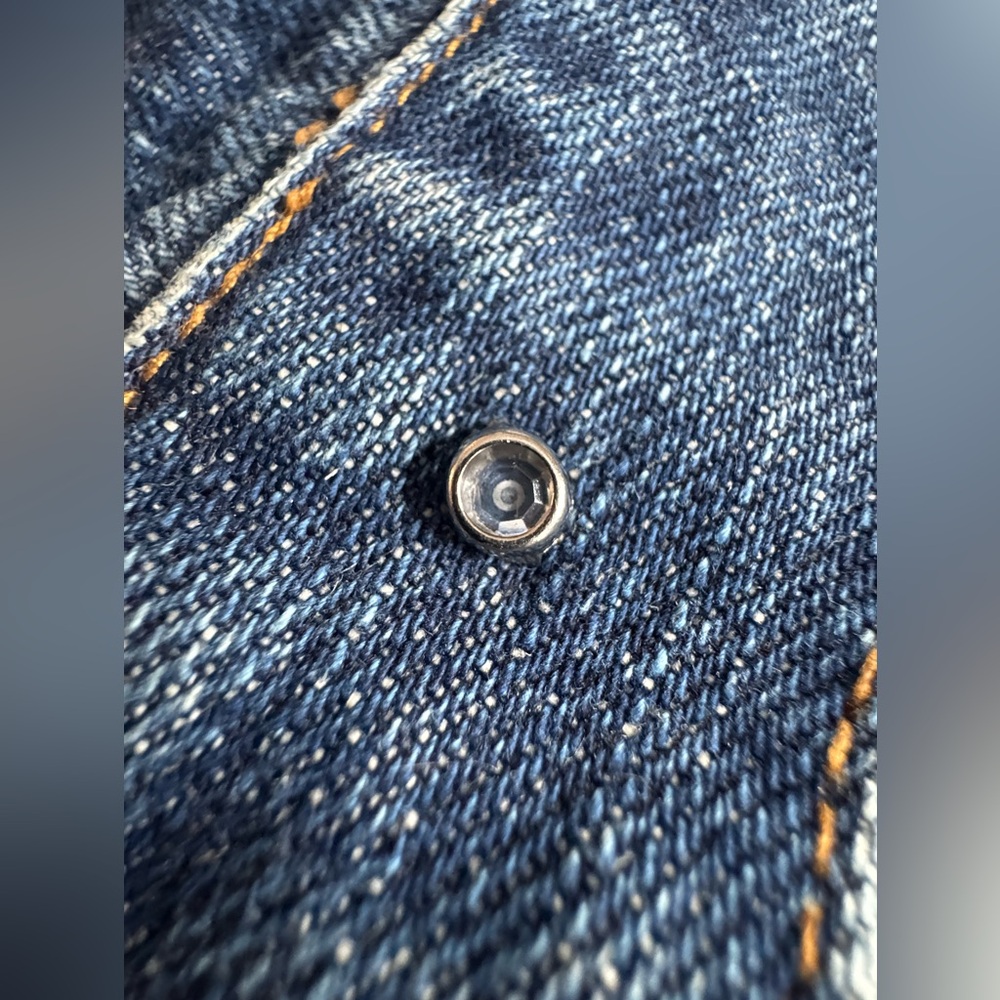 Old Navy Classic Blue Jean Jacket with pink jewels XL - Picture 5 of 7